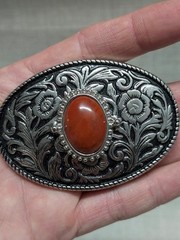 vintage RED JASPER belt buckle SOUTHWESTERN native american indian GEMSTONE