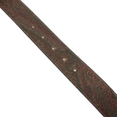 Etro E-Buckle Paisley Leather Belt Brown -length: 119 cm