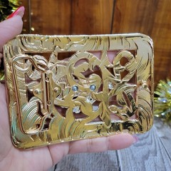 Running Horse Western Belt Buckle Rose Tone And Silver Cowboy Rodeo Buckle