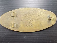 Vintage 4&Prime; Wide SOLID BRASS OVAL BELT BUCKLE « Country Music » BBB D-713