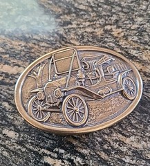 VTG Avon Brass Tone Model A Ford Car Automobile Oval Belt Buckle Casual Grunge