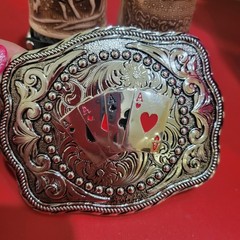 Four Aces Western Belt Buckle Cowboy Rodeo Jeans Buckle Silver-tone
