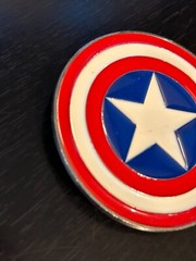 Vintage Collectible Captain America Round Metal Colorful Belt Buckle