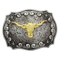 Men&rsquo;s Belt Buckle, Western Eagle 3D Golden Bull Head for Interchangeable Belts, G…