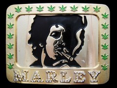 KC21173 VERY COOL RHINESTONE STUDDED **BOB MARLEY SMOKING MARIJUANA** BUCKLE