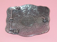 CRUMRINE Silver Plate & Gold Wash Flying Eagle Belt Buckle