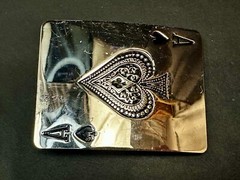 Ace Of Spades Playing Cards Large Silver Tone Belt Buckle Ci Records & Skates