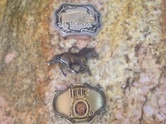 LOT 4 VINTAGE ESTATE METAL BELT BUCKLE S TRUCK BEER HORSE FISHING
