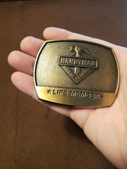 Handyman Club of America Life Member Brass Hammer Belt Buckle 1996