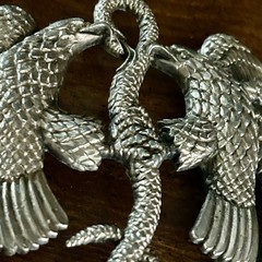 Bergamot Brass Works Belt Buckle Mens OS Silver Good Eagle Snake Western Biker