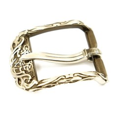 German silver belt buckle Odin&rsquo;s Wolves, pin type Old Norse Scandinavian Celtic