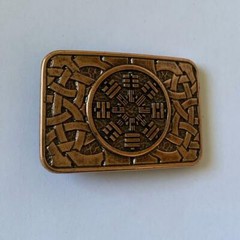 Metal Eight Trigrams Mens Ractangle Belt Buckle Brass Occult Plaque Celtic Cnot