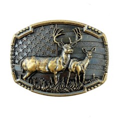 Deer Belt Buckle Patriotic American Flag Elk North Viking Deer Head Punk Western