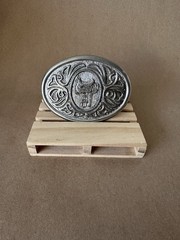 Vintage Avon Silver Saddle Belt Buckle Western Floral Scrollwork Cowboy 1970s