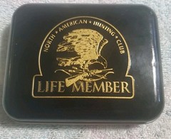 North American Hunting Club Life Member two tone belt buckle With Tin