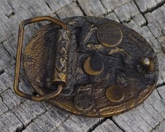 VINTAGE Belt Buckle Railroad Train Bergamot Brass 1980&rsquo;s Made in USA