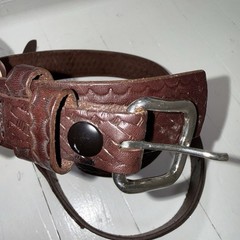 Boston 1.75” Garrison Dark Brown Leather Silver Buckle Belt Made In USA Sz 50