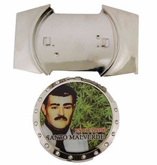 Removable Lighter with Belt Buckle New Mexican Men&rsquo;s Malverde Marijuana Leaf Big