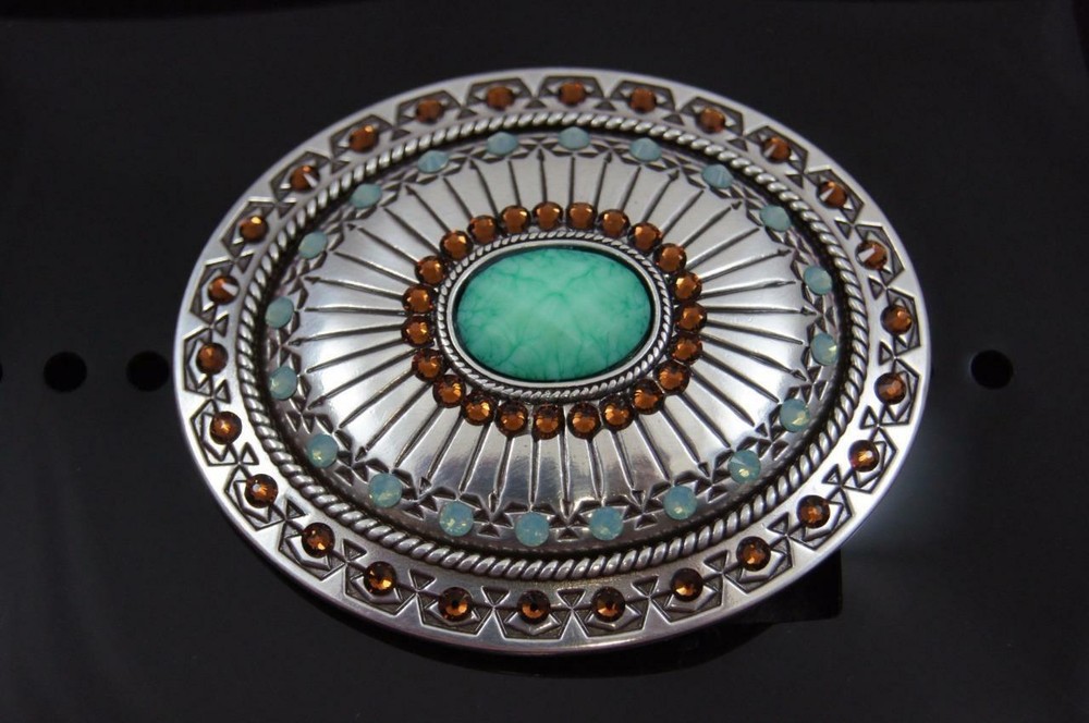Nocona BLAZIN ROXX SILVER PLATED TOPAZ AND OPAL BELT BUCKLE 37975