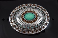 Nocona BLAZIN ROXX SILVER PLATED TOPAZ AND OPAL BELT BUCKLE 37975
