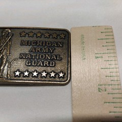 MICHIGAN ARMY NATIONAL GUARD Belt Buckle Framed With Stars Brass 2&Prime;X3&Prime;