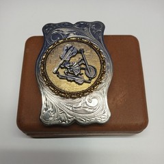 Square Dancers Vintage Belt Buckle Two Toned , Music Instruments B203-6
