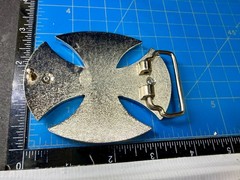 Maltese Celtic Iron Cross Gothic Punk Biker Vibe Cutout Silver Tone Belt Buckle