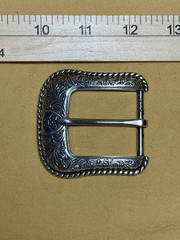 Ariat Western Belt Buckle Filigree Scroll Logo Silver Toned Rope Edge
