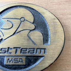Vintage DynaBuckle MSA First Team Gas Mask Solid Brass Belt Buckle Provo Utah