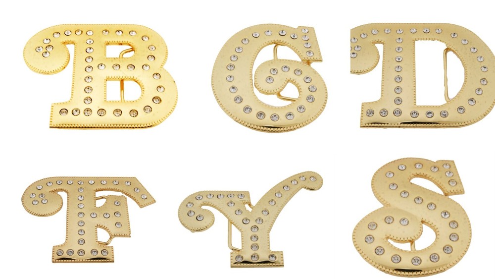 Initial A-Z Letter Men Women Western Cowboy Cowgirl Rodeo Fashion Gold Metal
