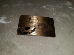 Vintage Belt Buckle Mandolin with Music Notes Metal