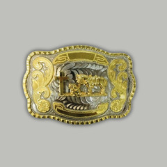 Praying Cowboy Horse Cross Faith Western Rodeo Fashion Large Gold Tone Buckle