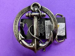 Round Openwork Anchor with Wrapped Rope Nautical Theme Body Rage Belt Buckle