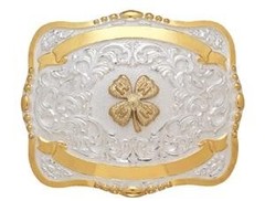 Crumrine Western Belt Buckle Trophy Buckle 4 H Clover 2 Ribbons 38402