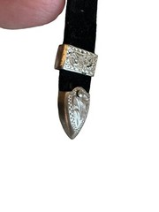 Vogt Vintage 2 Piece Sterling Silver Black Leather Hat Band