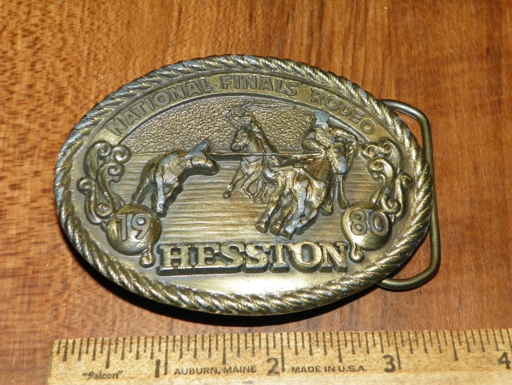 1980 Brass Belt Buckle – HESSTON NATIONAL FINALS RODEO 6th Edition