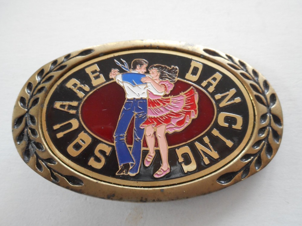 Rare Vintage Aminco Heritage Solid Brass Belt Buckle Country Square Dancing
