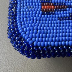 Vintage Hand Made Native American Tribal Leather Back Seed Bead Belt Buckle