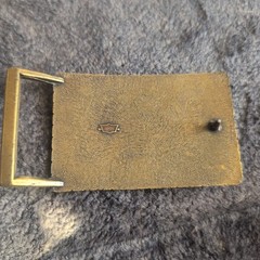 Vintage Bronzy Brass Belt Buckle American Bald Eagle & Mountains Marked Japan