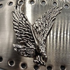 American Eagle Belt Buckle Brushed Nickel Pierced Edge High Relief Flying 3D