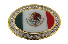 Mexico Flag Belt Buckle Mexican National Day May 5th Gift Soccer Team Iced Style