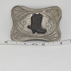 Rustic Cowboy Buckle Boots Southwestern Style 3.75&Prime; Heavy Metal Silvertone