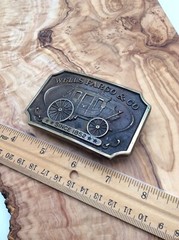 VINTAGE 1973 WELLS FARGO STAGECOACH BELT BUCKLE LICENSED BRASS