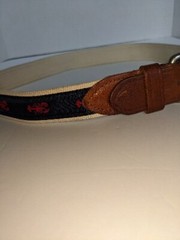 J Crew Mens Belt, Leather +Canvas,Silver Color Buckle, Lobster Design, Size 30