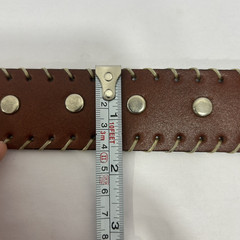 Studded Brown Belt Size 34 Buckle Double Prongs Stitched Western Cowboy Theme