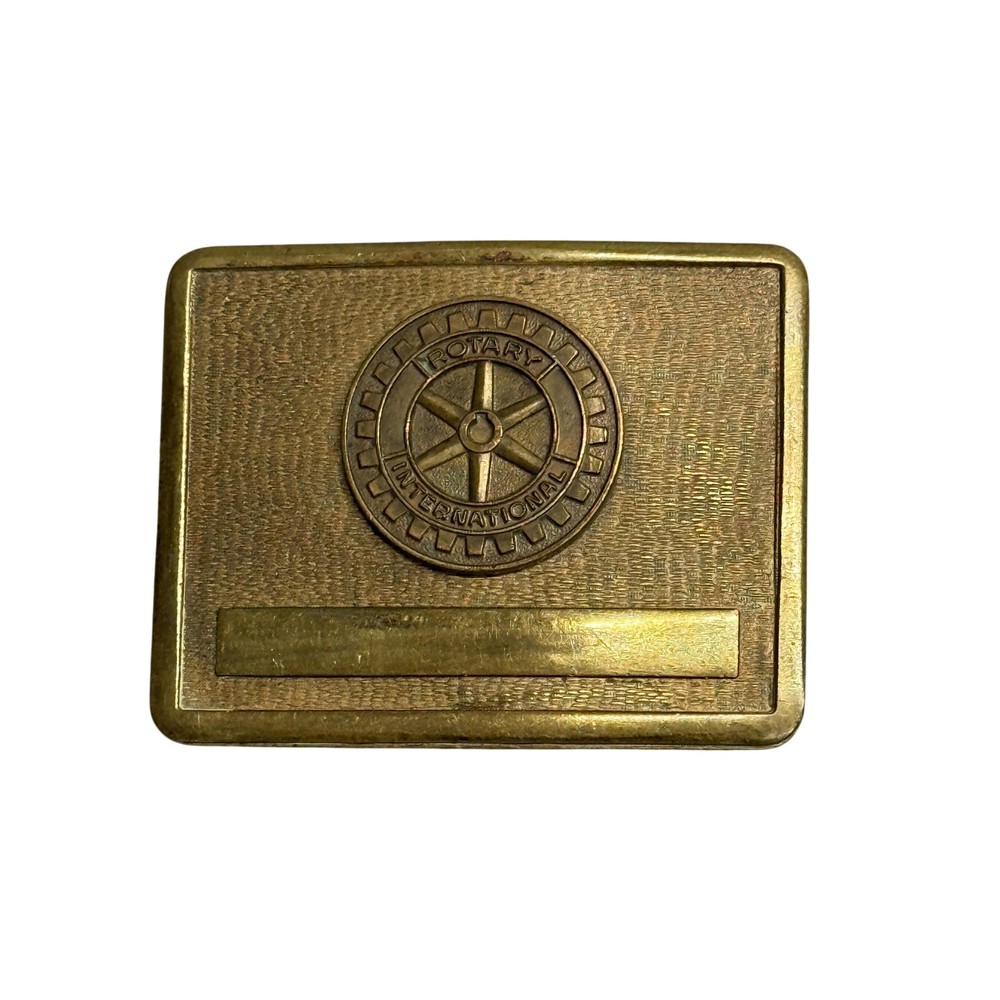 Vintage Rotary International Belt Buckle Mens One Size Gold Brass Western Logo