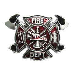 Vintage Style Fire Fighter Cross Enamel Belt Buckle also Stock in US