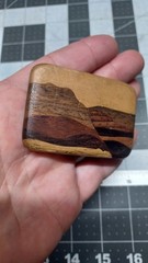 Terry L Evans Signed Inlaid Wood & Brass Belt Buckle 78-318 Mountain Lanscape