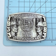 VTG LOCAL 5-241 B & B BELT BUCKLE 50TH ANNIVERSARY OIL ATOMIC 1983 WORKERS