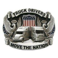 Antique Silver Enamel Nation Road Truck Driver Belt Buckle also Stock in US